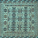 Square Machine Washable Southwestern Light Blue Country Rug, wshtr2757lblu