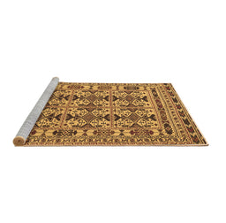 Sideview of Machine Washable Southwestern Brown Country Rug, wshtr2757brn