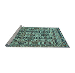 Sideview of Machine Washable Southwestern Light Blue Country Rug, wshtr2757lblu