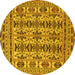 Round Southwestern Yellow Country Rug, tr2757yw