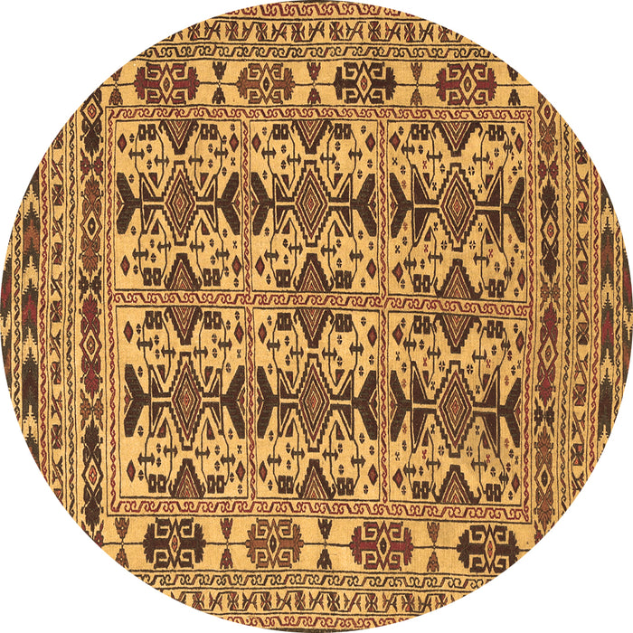 Round Machine Washable Southwestern Brown Country Rug, wshtr2757brn