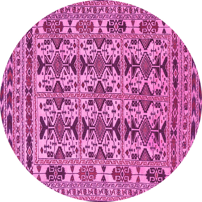 Round Southwestern Pink Country Rug, tr2757pnk