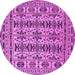 Round Machine Washable Southwestern Purple Country Area Rugs, wshtr2757pur