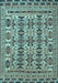 Machine Washable Southwestern Light Blue Country Rug, wshtr2757lblu