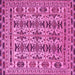 Square Machine Washable Southwestern Pink Country Rug, wshtr2757pnk