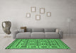 Machine Washable Southwestern Emerald Green Country Area Rugs in a Living Room,, wshtr2757emgrn