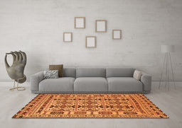 Machine Washable Southwestern Orange Country Area Rugs in a Living Room, wshtr2757org