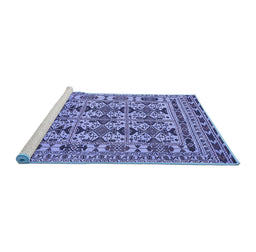 Sideview of Machine Washable Southwestern Blue Country Rug, wshtr2757blu
