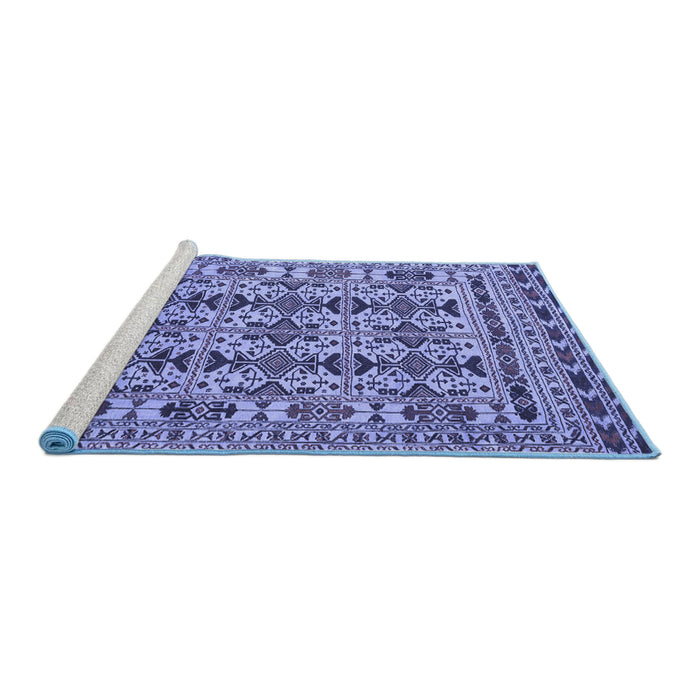 Sideview of Machine Washable Southwestern Blue Country Rug, wshtr2757blu