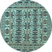 Round Southwestern Light Blue Country Rug, tr2757lblu