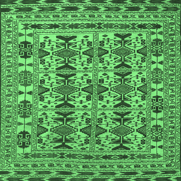 Square Machine Washable Southwestern Emerald Green Country Area Rugs, wshtr2757emgrn