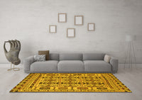 Machine Washable Southwestern Yellow Country Rug, wshtr2757yw