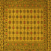 Square Machine Washable Southwestern Yellow Country Rug, wshtr2758yw