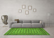Machine Washable Southwestern Green Country Area Rugs in a Living Room,, wshtr2758grn