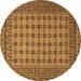 Round Southwestern Brown Country Rug, tr2758brn