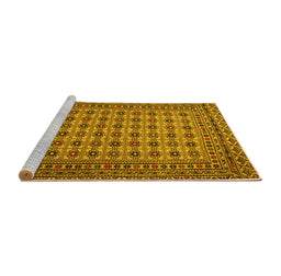 Sideview of Machine Washable Southwestern Yellow Country Rug, wshtr2758yw