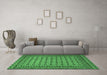 Machine Washable Southwestern Emerald Green Country Area Rugs in a Living Room,, wshtr2758emgrn