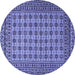 Round Southwestern Blue Country Rug, tr2758blu