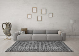 Machine Washable Southwestern Gray Country Rug in a Living Room,, wshtr2758gry