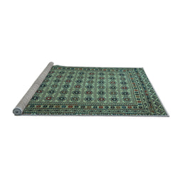 Sideview of Machine Washable Southwestern Light Blue Country Rug, wshtr2758lblu