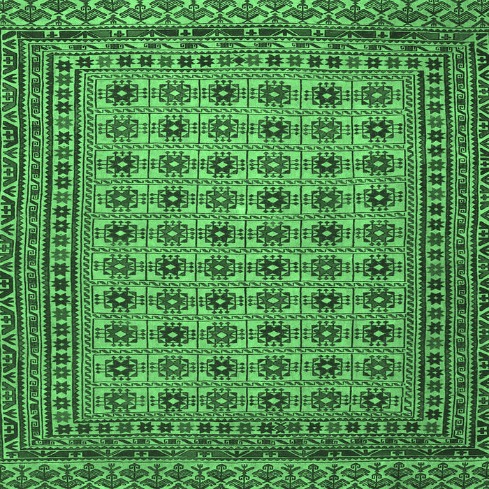 Square Machine Washable Southwestern Emerald Green Country Area Rugs, wshtr2758emgrn