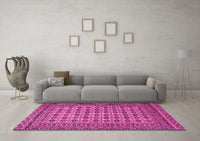 Machine Washable Southwestern Pink Country Rug, wshtr2758pnk