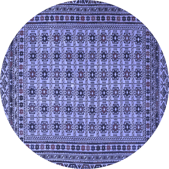 Round Machine Washable Southwestern Blue Country Rug, wshtr2758blu