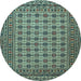 Round Southwestern Light Blue Country Rug, tr2758lblu