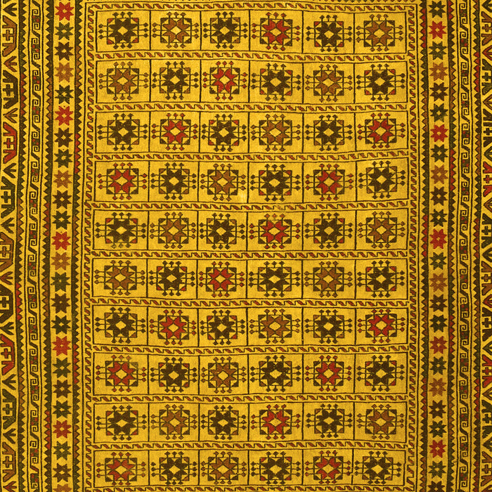 Machine Washable Southwestern Yellow Country Rug, wshtr2758yw