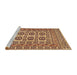 Sideview of Machine Washable Traditional Brown Red Rug, wshtr2759