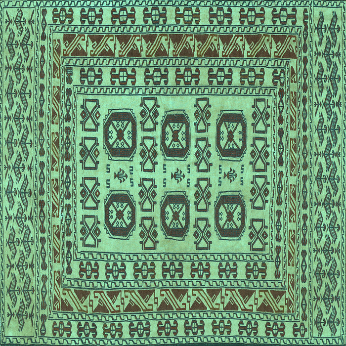 Square Machine Washable Southwestern Turquoise Country Area Rugs, wshtr2759turq