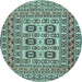 Round Southwestern Light Blue Country Rug, tr2759lblu