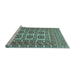 Sideview of Machine Washable Southwestern Light Blue Country Rug, wshtr2759lblu