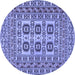 Round Southwestern Blue Country Rug, tr2759blu