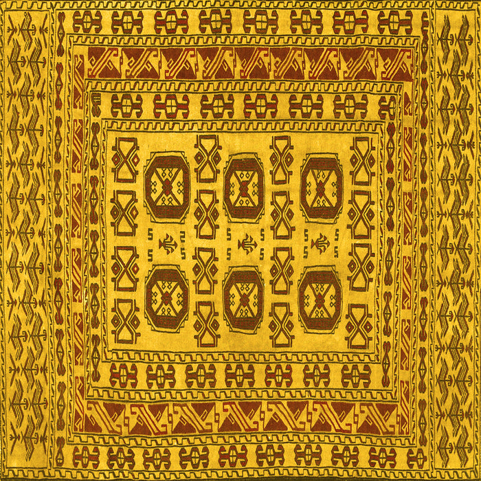 Square Machine Washable Southwestern Yellow Country Rug, wshtr2759yw