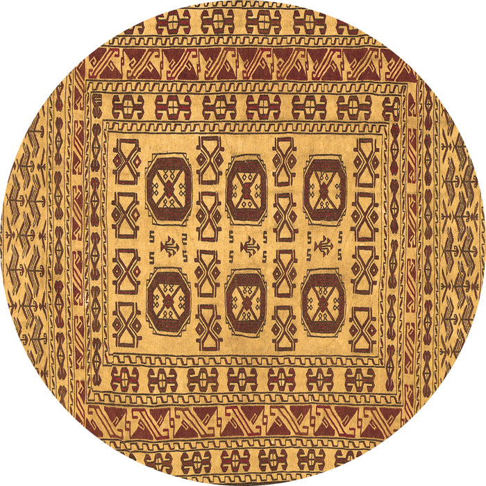 Round Southwestern Brown Country Rug, tr2759brn