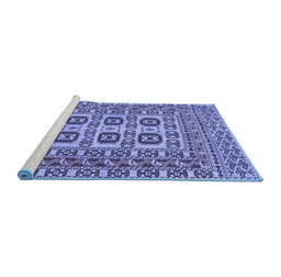 Sideview of Machine Washable Southwestern Blue Country Rug, wshtr2759blu