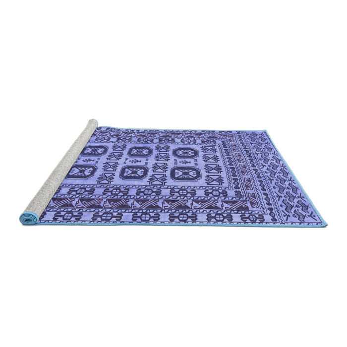 Sideview of Machine Washable Southwestern Blue Country Rug, wshtr2759blu