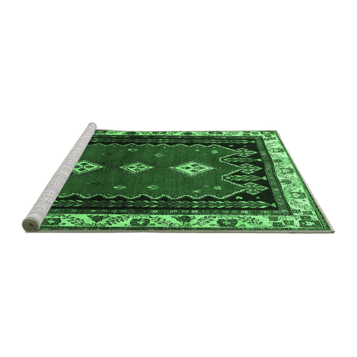 Sideview of Machine Washable Persian Emerald Green Traditional Area Rugs, wshtr275emgrn