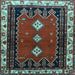 Square Machine Washable Persian Light Blue Traditional Rug, wshtr275lblu