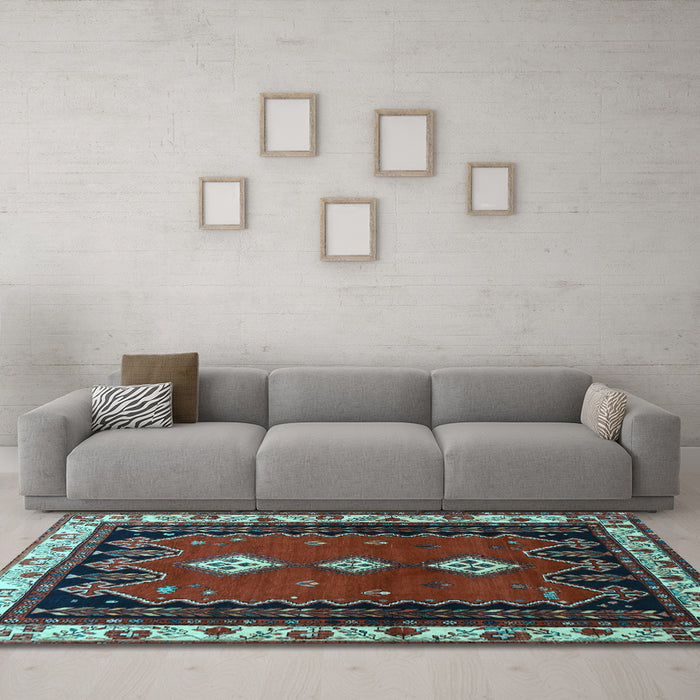 Machine Washable Persian Light Blue Traditional Rug in a Living Room, wshtr275lblu
