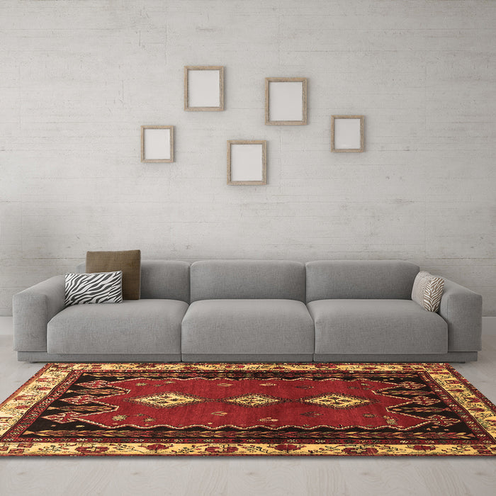 Machine Washable Persian Brown Traditional Rug in a Living Room,, wshtr275brn