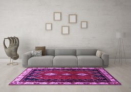 Machine Washable Persian Purple Traditional Area Rugs in a Living Room, wshtr275pur