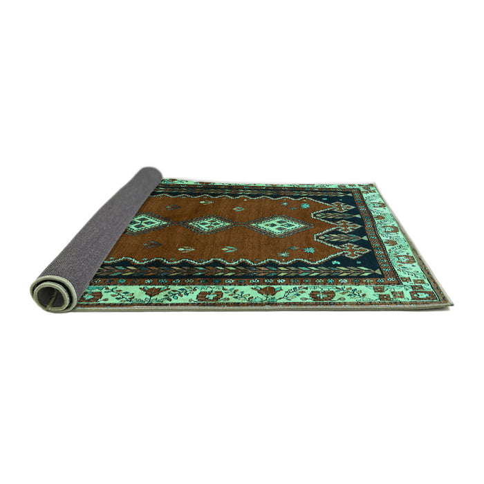Sideview of Persian Turquoise Traditional Rug, tr275turq