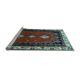 Sideview of Machine Washable Persian Light Blue Traditional Rug, wshtr275lblu