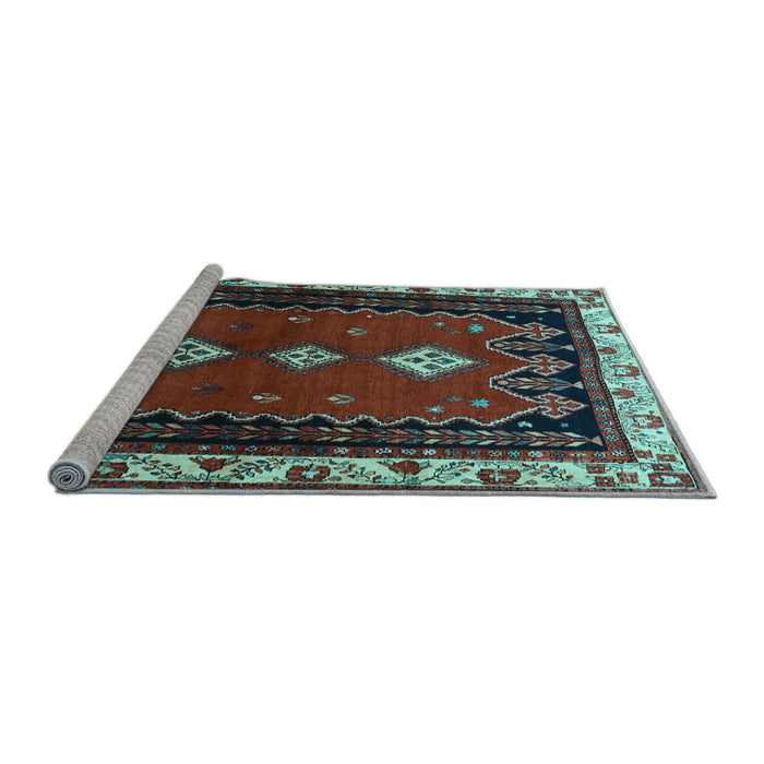 Sideview of Machine Washable Persian Light Blue Traditional Rug, wshtr275lblu