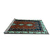 Sideview of Machine Washable Persian Light Blue Traditional Rug, wshtr275lblu