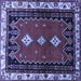 Square Machine Washable Persian Blue Traditional Rug, wshtr275blu