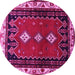 Round Machine Washable Persian Pink Traditional Rug, wshtr275pnk