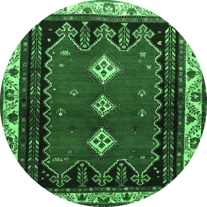 Round Persian Emerald Green Traditional Rug, tr275emgrn